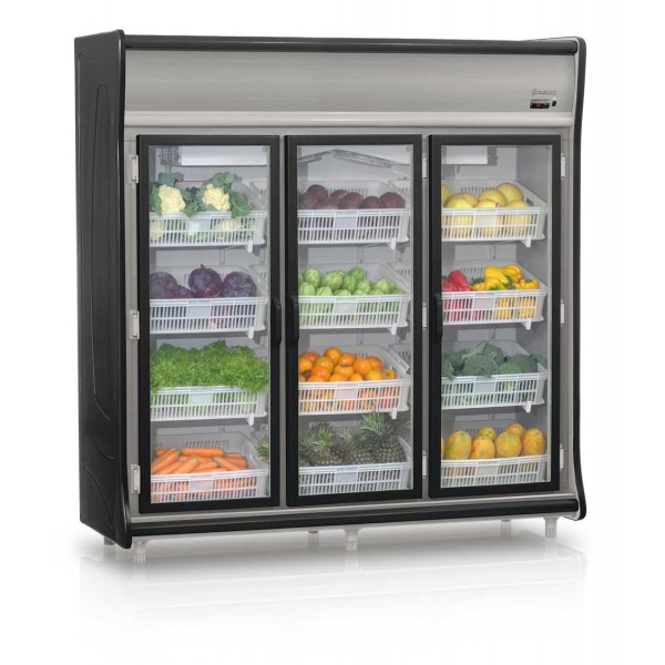 Expositor Vertical Refrigerado Hortifrutícola 3 Portas - 4 níveis de cesto reguláveis e inclinados GEHF 3P